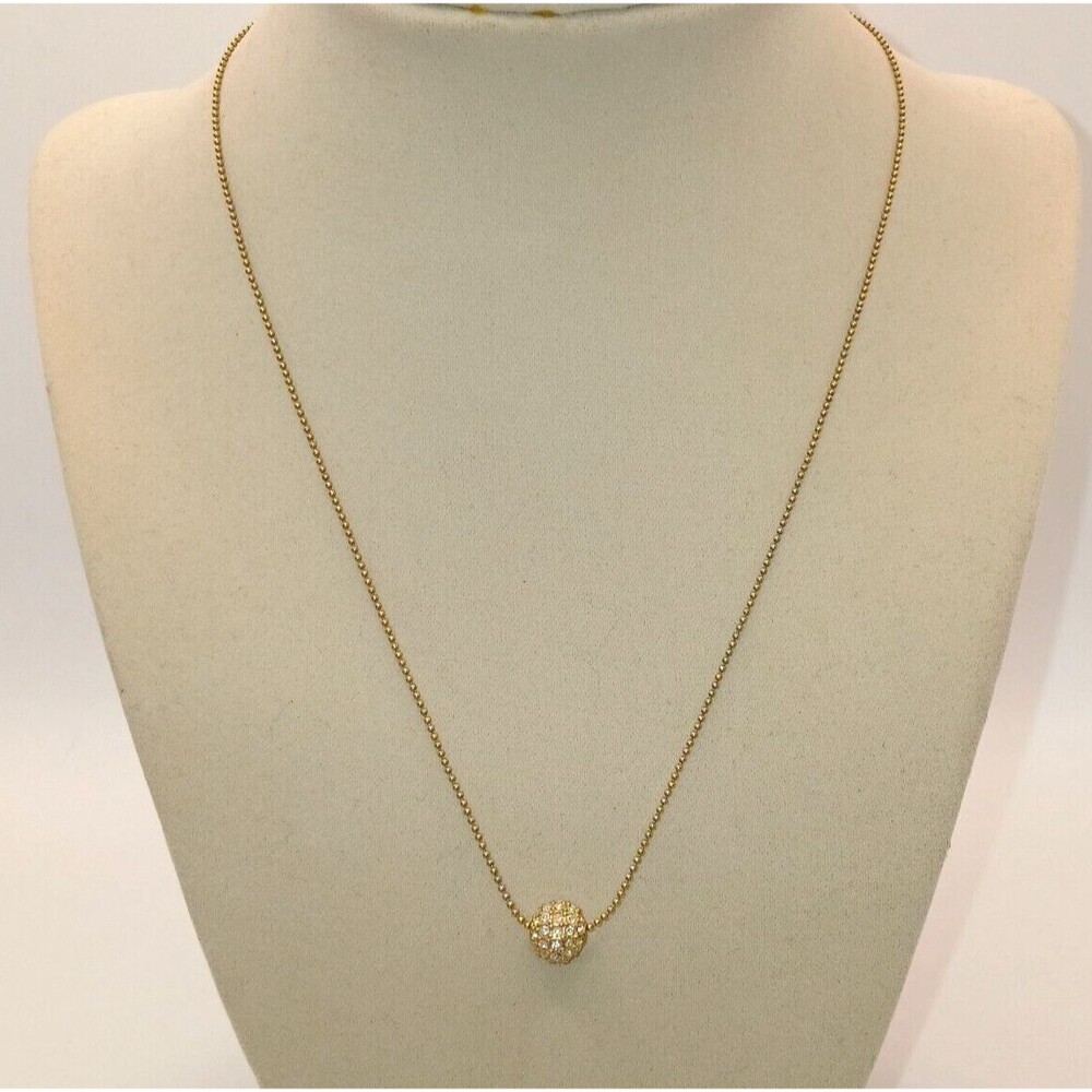 American Eagle AEO Pavè Ball Necklace Gold Tone on Ball Chain Dainty 18" + 2" ex